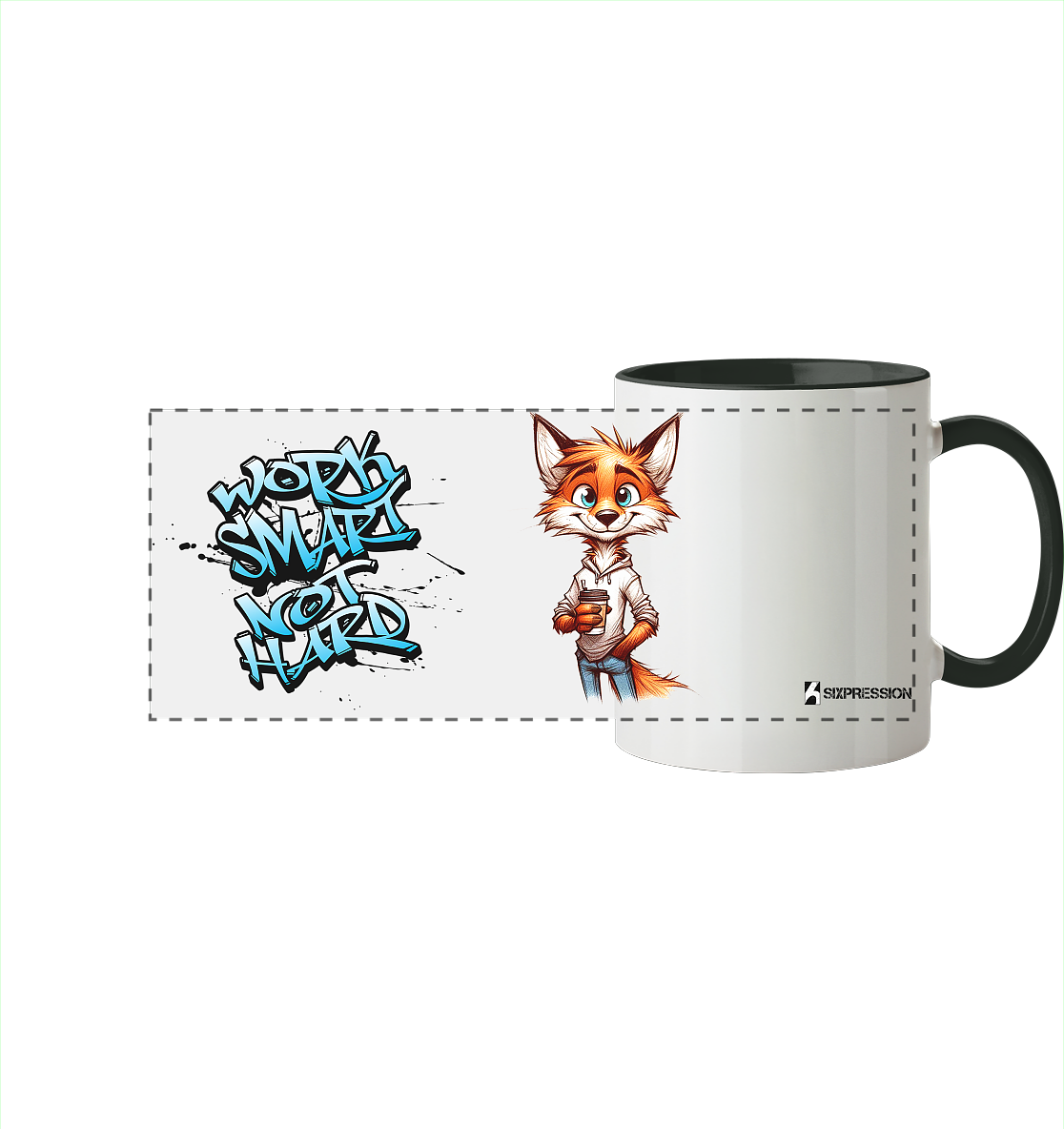 Work Smart... - Panorama Tasse zweifarbig